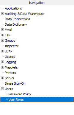 This image shows where the User Types option is located within the MAPS Navigation pane.